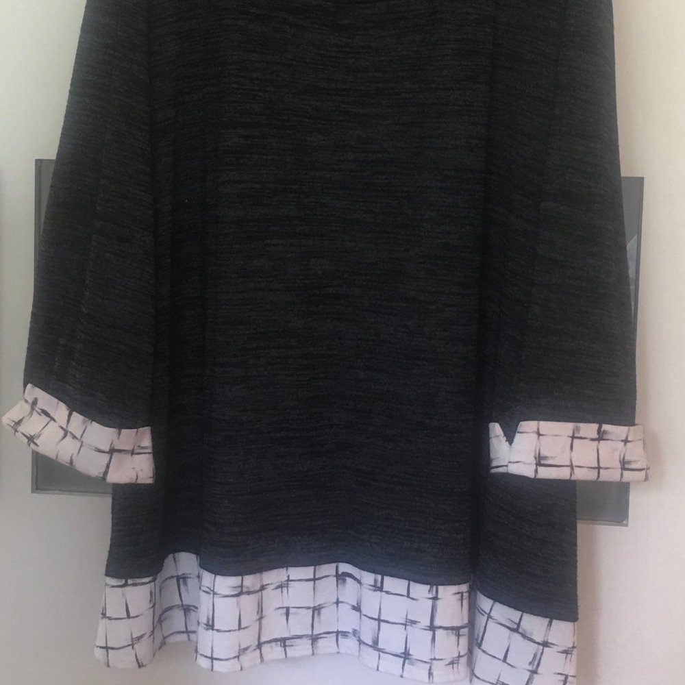 Layered Black Top w/ Look of Shirt Underneath